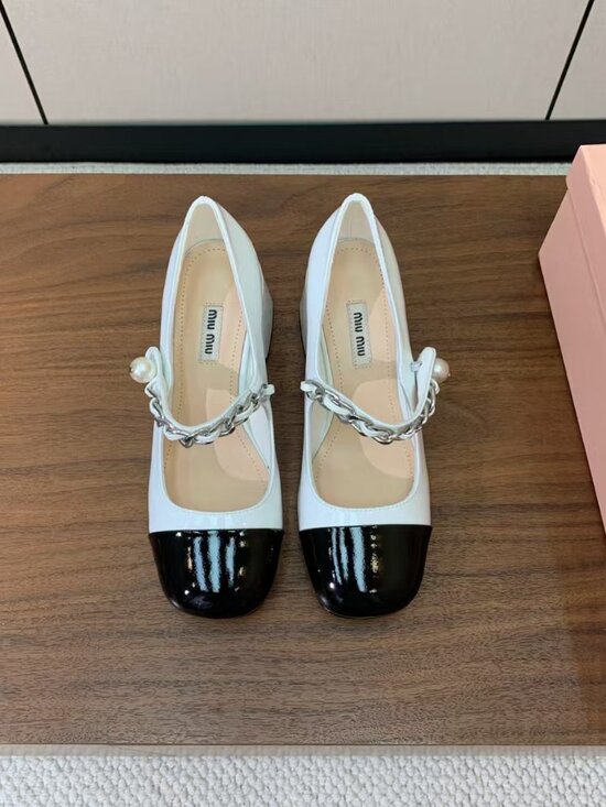 Miu Miu Shoes - Miu Miu Bicolor Patent Leather Mary Jane Block Heels
